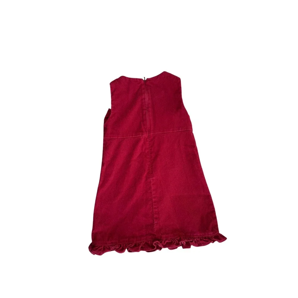 Ralph Lauren Corduroy Jumper Dress girls 2T red Pleated Ruffle Sleeveless